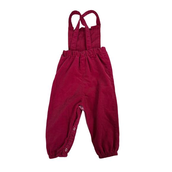 Vintage Healthtex Corduroy Overalls Toddler Girl 24mo Magenta Flower Embroidery - Picture 2 of 6